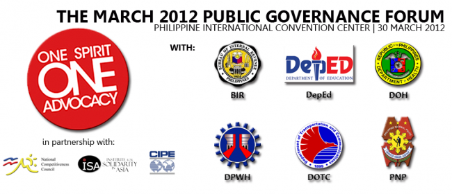 “ONE SPIRIT, ONE ADVOCACY” a March 2012 Public Governance Forum “ONE SPIRIT, ONE ADVOCACY” a March 2012 Public Governance Forum